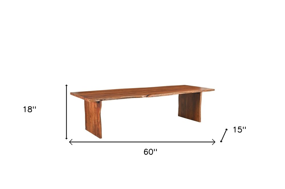 60" Brown Solid Wood Live Edge Dining Bench HomeRoots