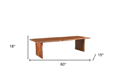 60" Brown Solid Wood Live Edge Dining Bench HomeRoots