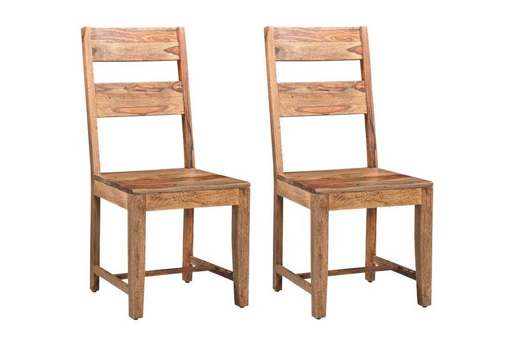 Set of Two Brown Solid Wood Ladder Back Dining Side Chairs HomeRoots