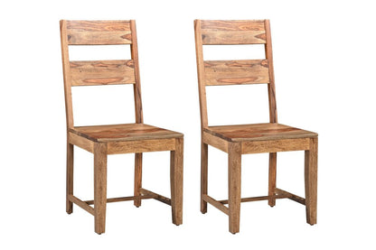 Set of Two Brown Solid Wood Ladder Back Dining Side Chairs HomeRoots