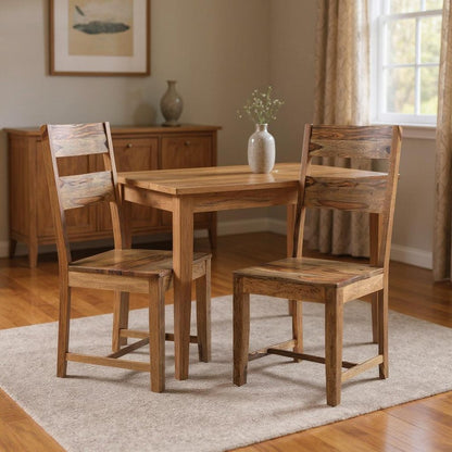 Set of Two Brown Solid Wood Ladder Back Dining Side Chairs HomeRoots