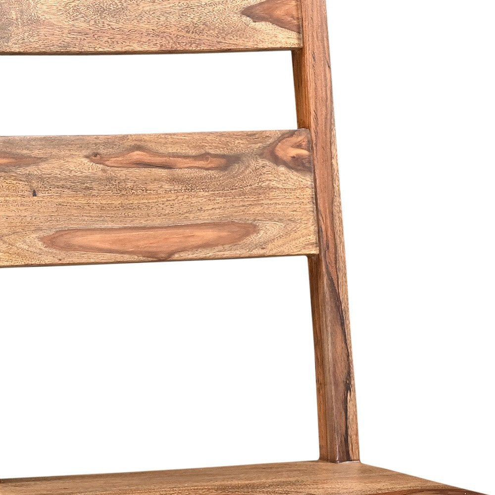 Set of Two Brown Solid Wood Ladder Back Dining Side Chairs HomeRoots