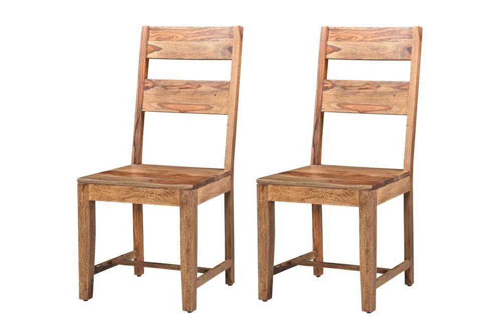 Set of Two Brown Solid Wood Ladder Back Dining Side Chairs HomeRoots