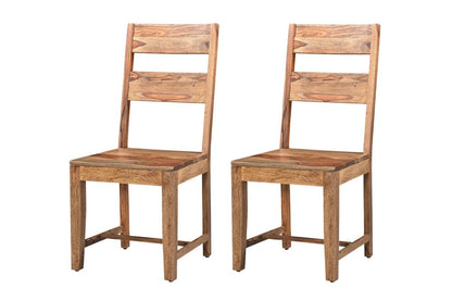 Set of Two Brown Solid Wood Ladder Back Dining Side Chairs HomeRoots