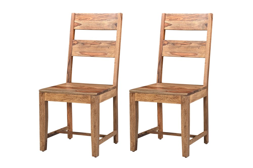 Set of Two Brown Solid Wood Ladder Back Dining Side Chairs HomeRoots