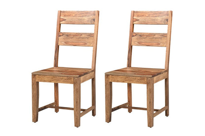 Set of Two Brown Solid Wood Ladder Back Dining Side Chairs HomeRoots