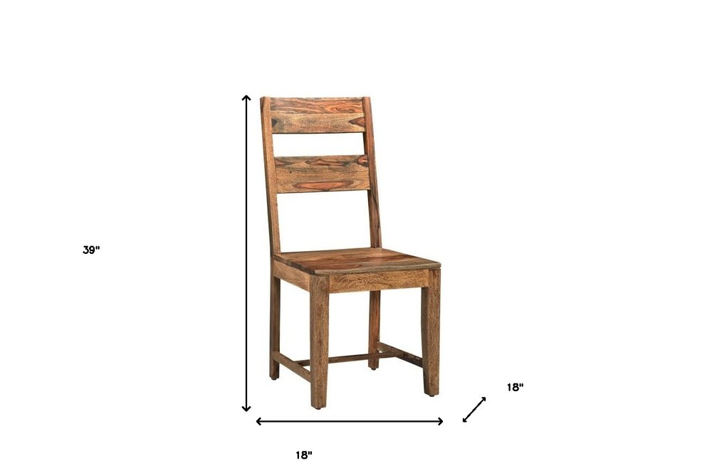 Set of Two Brown Solid Wood Ladder Back Dining Side Chairs HomeRoots