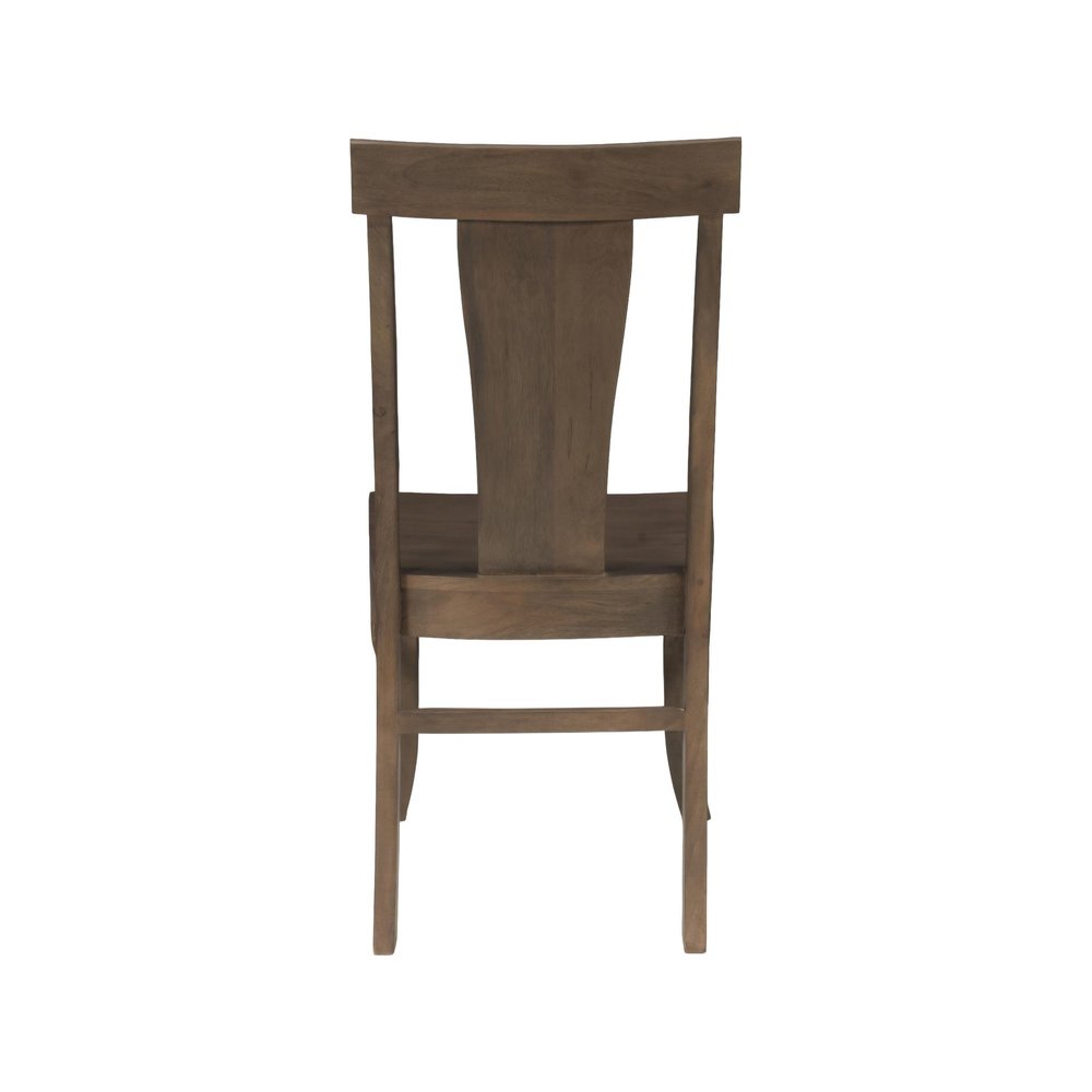 Set of Two Brown Solid Wood Slat Back Dining Side Chairs — view 12