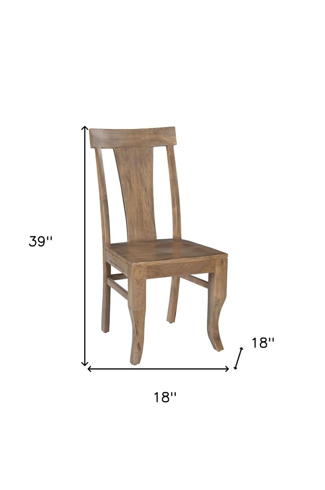 Set of Two Brown Solid Wood Slat Back Dining Side Chairs HomeRoots