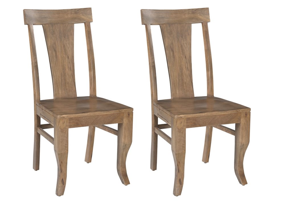 Set of Two Brown Solid Wood Slat Back Dining Side Chairs HomeRoots