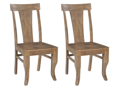 Set of Two Brown Solid Wood Slat Back Dining Side Chairs HomeRoots