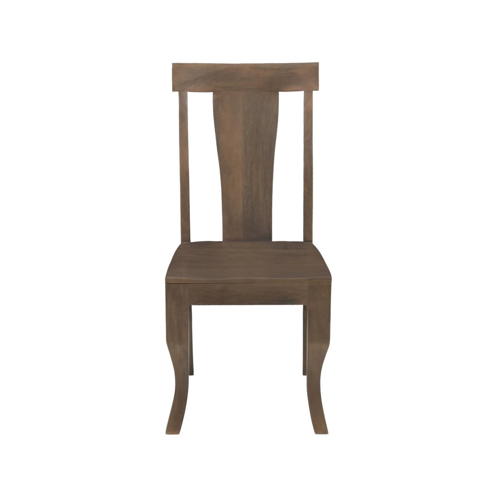 Set of Two Brown Solid Wood Slat Back Dining Side Chairs HomeRoots