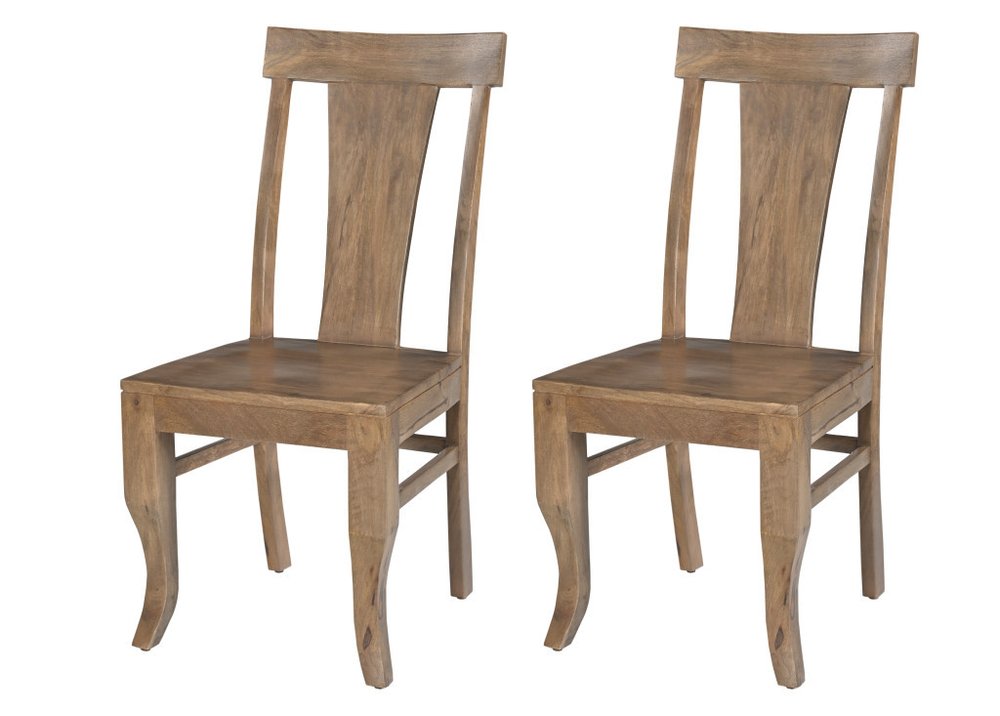 Set of Two Brown Solid Wood Slat Back Dining Side Chairs HomeRoots