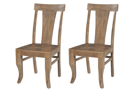 Set of Two Brown Solid Wood Slat Back Dining Side Chairs HomeRoots