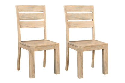 Set of Two Beige Solid Wood Ladder Back Dining Side Chairs HomeRoots
