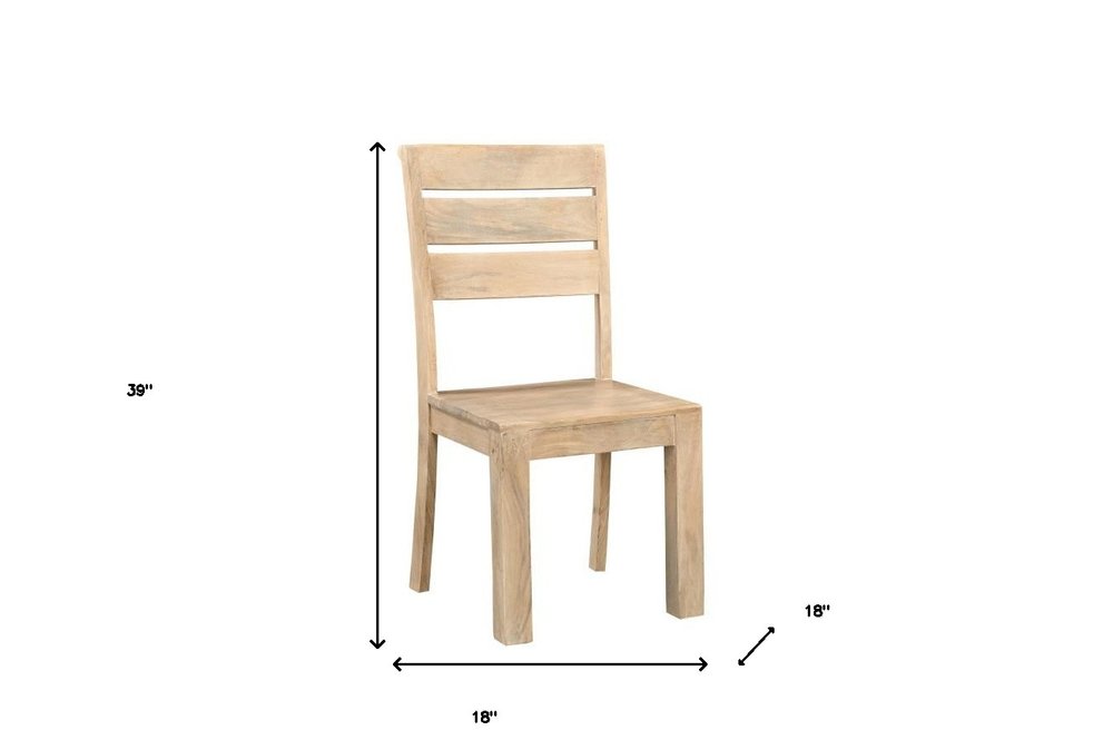 Set of Two Beige Solid Wood Ladder Back Dining Side Chairs HomeRoots