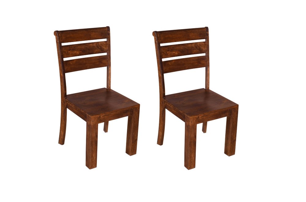 Set of Two Brown Solid Wood Ladder Back Dining Side Chairs HomeRoots