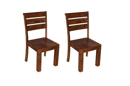Set of Two Brown Solid Wood Ladder Back Dining Side Chairs HomeRoots