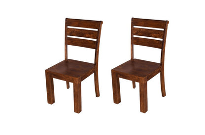 Set of Two Brown Solid Wood Ladder Back Dining Side Chairs HomeRoots