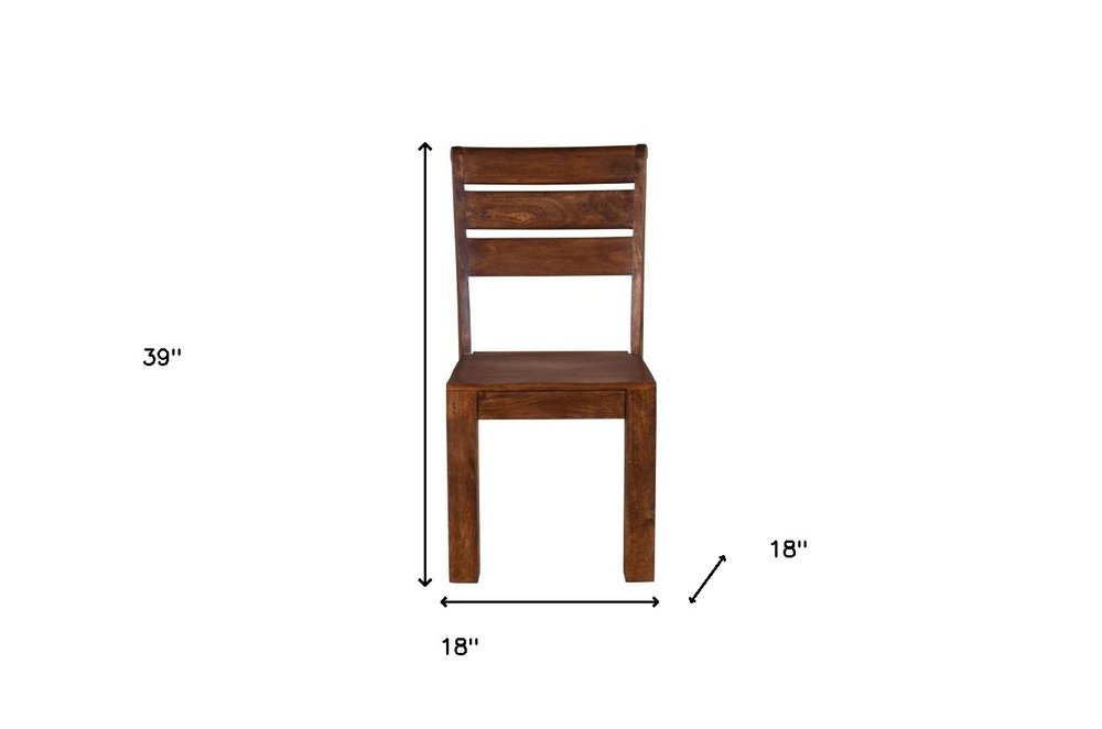 Set of Two Brown Solid Wood Ladder Back Dining Side Chairs HomeRoots
