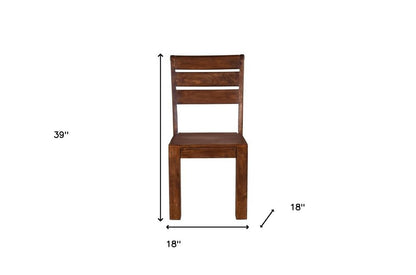 Set of Two Brown Solid Wood Ladder Back Dining Side Chairs HomeRoots