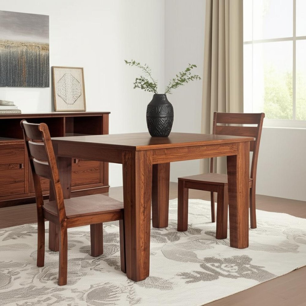 Set of Two Brown Solid Wood Ladder Back Dining Side Chairs HomeRoots