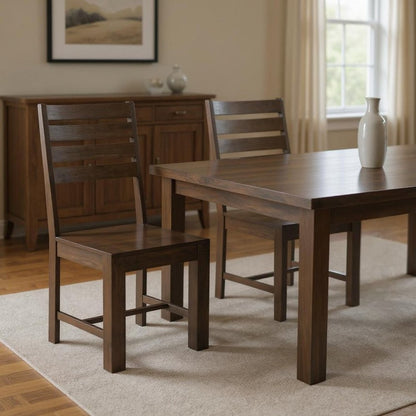 Set of Two Brown Solid Wood Ladder Back Dining Side Chairs HomeRoots