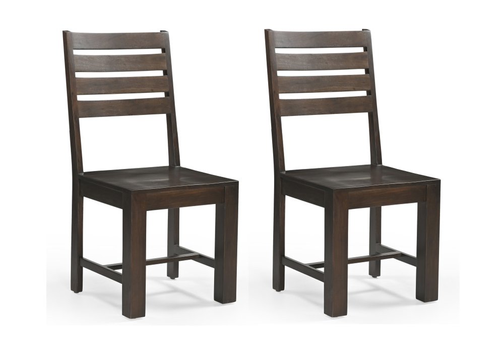Set of Two Brown Solid Wood Ladder Back Dining Side Chairs HomeRoots