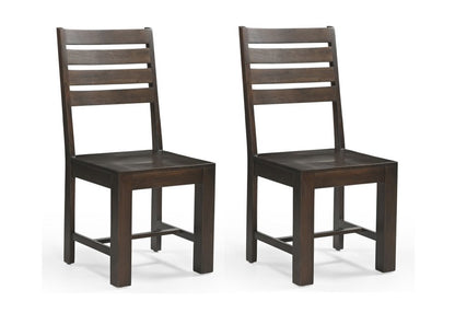 Set of Two Brown Solid Wood Ladder Back Dining Side Chairs HomeRoots