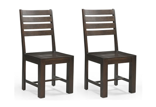 Set of Two Brown Solid Wood Ladder Back Dining Side Chairs HomeRoots