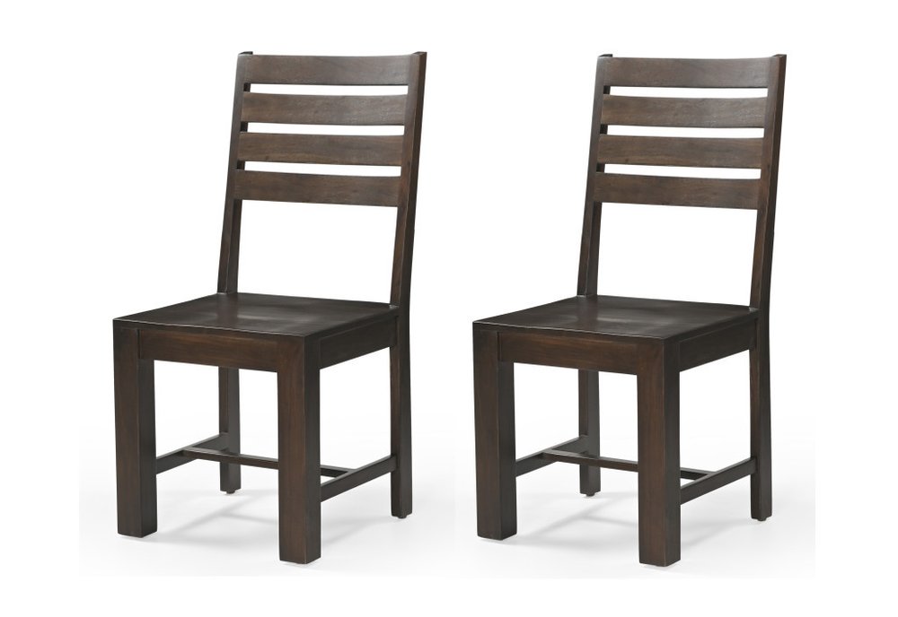 Set of Two Brown Solid Wood Ladder Back Dining Side Chairs HomeRoots