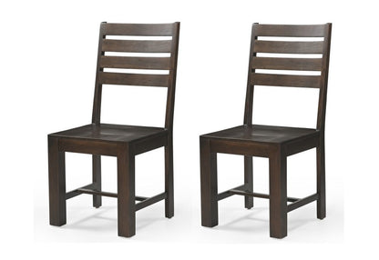 Set of Two Brown Solid Wood Ladder Back Dining Side Chairs HomeRoots