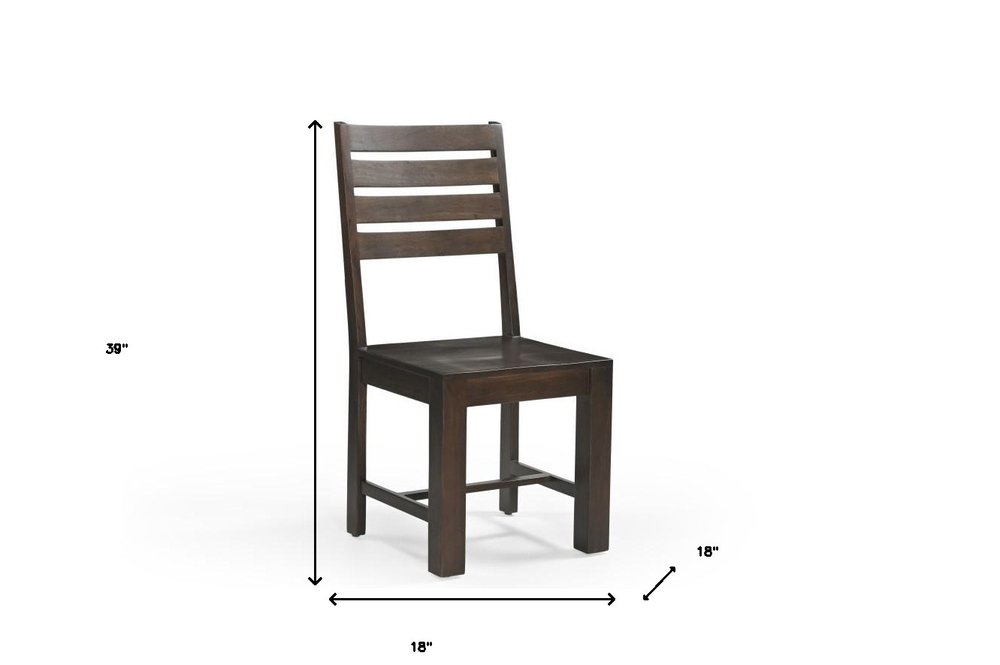 Set of Two Brown Solid Wood Ladder Back Dining Side Chairs HomeRoots