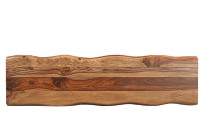 60" Brown Solid Wood Double Pedestal Live Edge Console Table