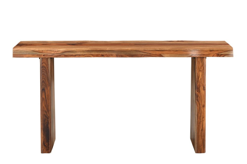 60" Brown Solid Wood Double Pedestal Live Edge Console Table HomeRoots