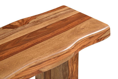 60" Brown Solid Wood Double Pedestal Live Edge Console Table HomeRoots