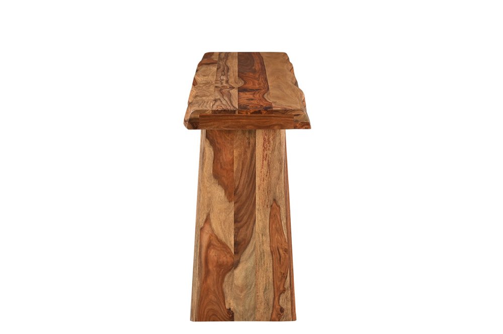 60" Brown Solid Wood Double Pedestal Live Edge Console Table HomeRoots