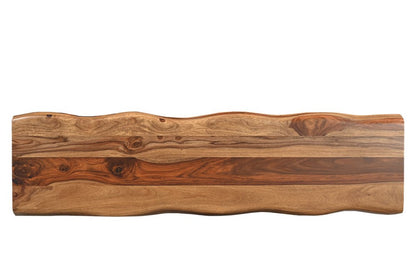 60" Brown Solid Wood Double Pedestal Live Edge Console Table HomeRoots