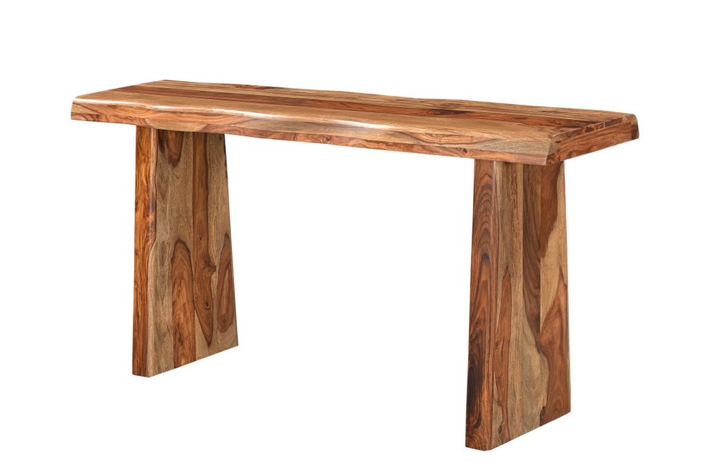 60" Brown Solid Wood Double Pedestal Live Edge Console Table HomeRoots