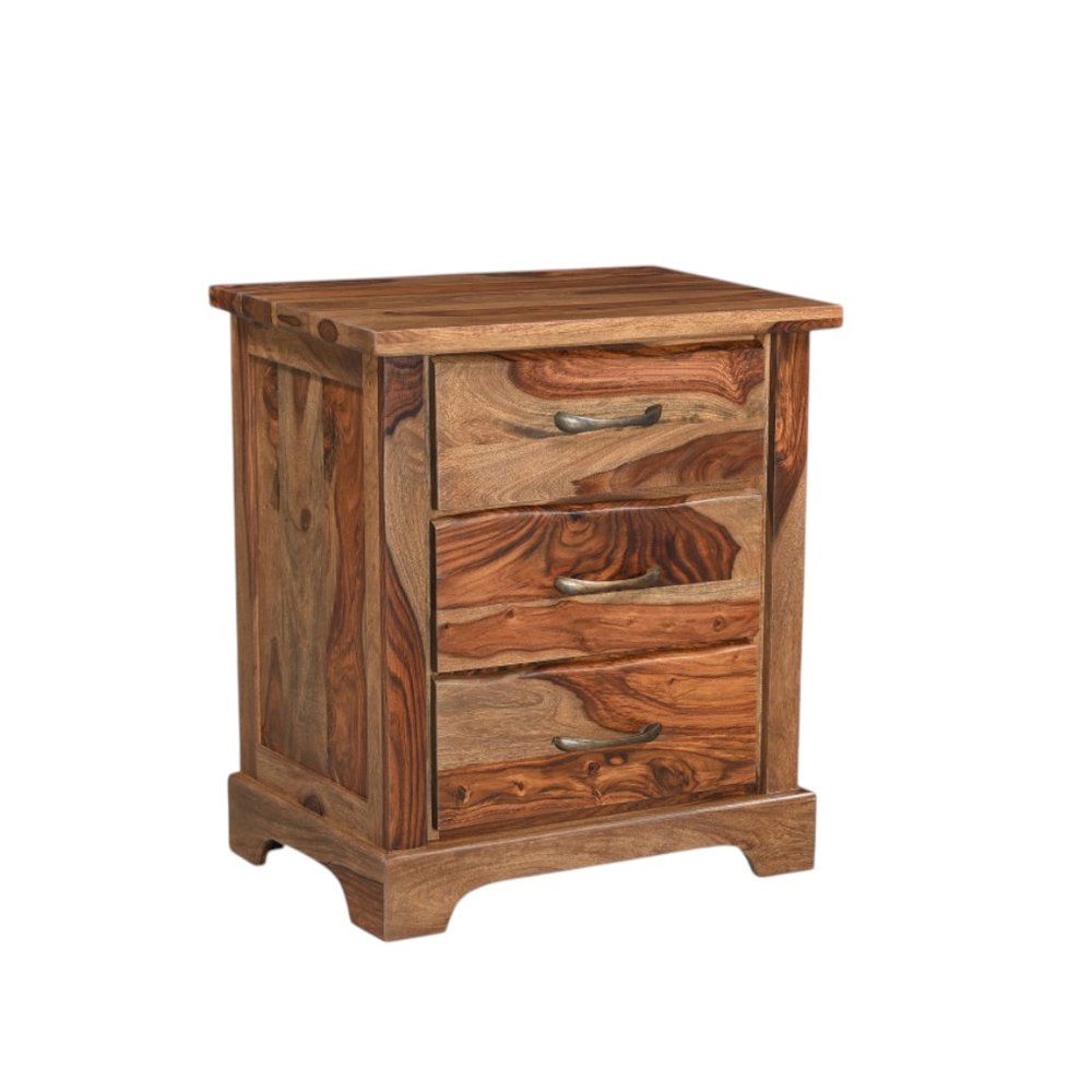 27" Brown Solid Wood Live Edge Three Drawer Nightstand HomeRoots