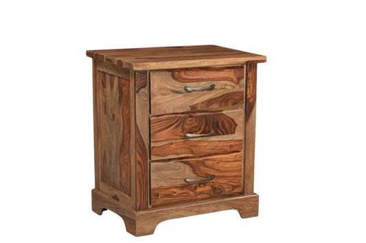 27" Brown Solid Wood Live Edge Three Drawer Nightstand