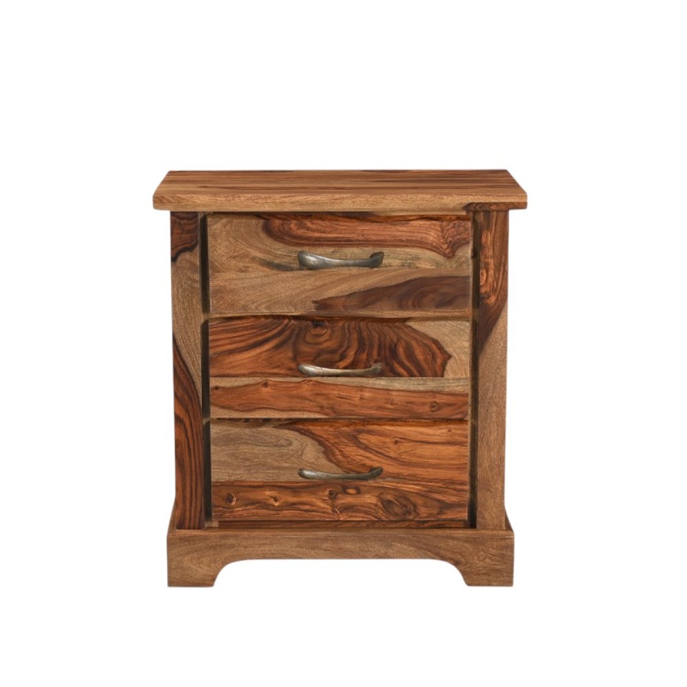 27" Brown Solid Wood Live Edge Three Drawer Nightstand HomeRoots