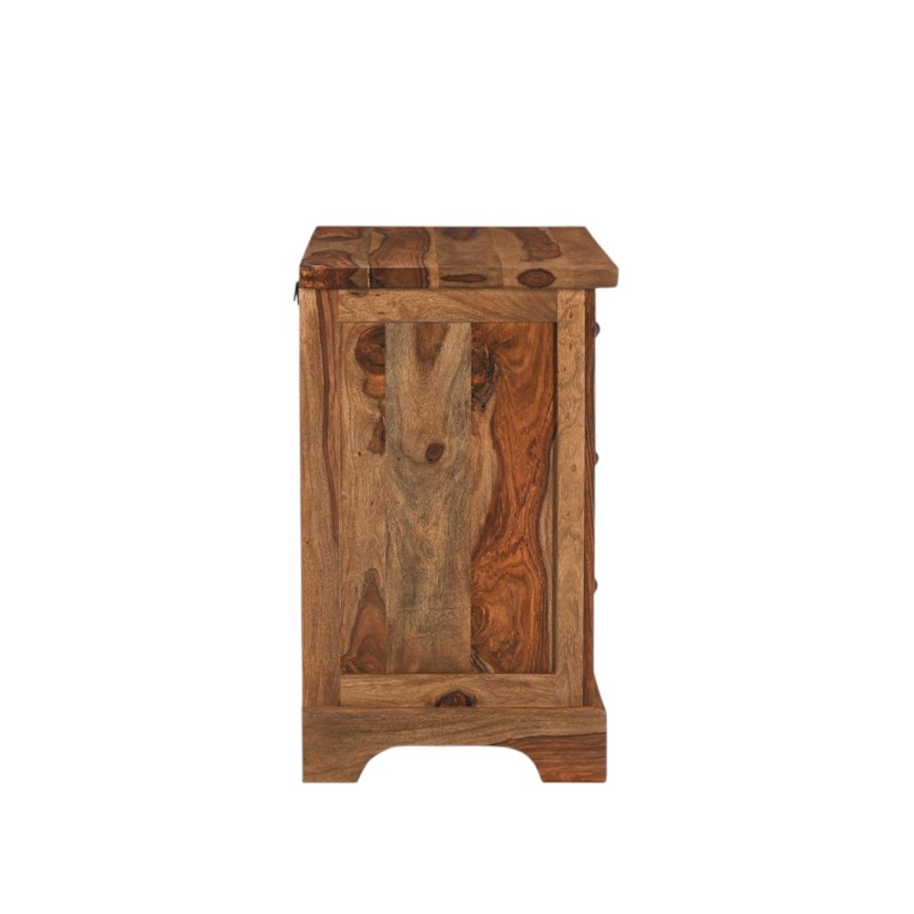 27" Brown Solid Wood Live Edge Three Drawer Nightstand HomeRoots