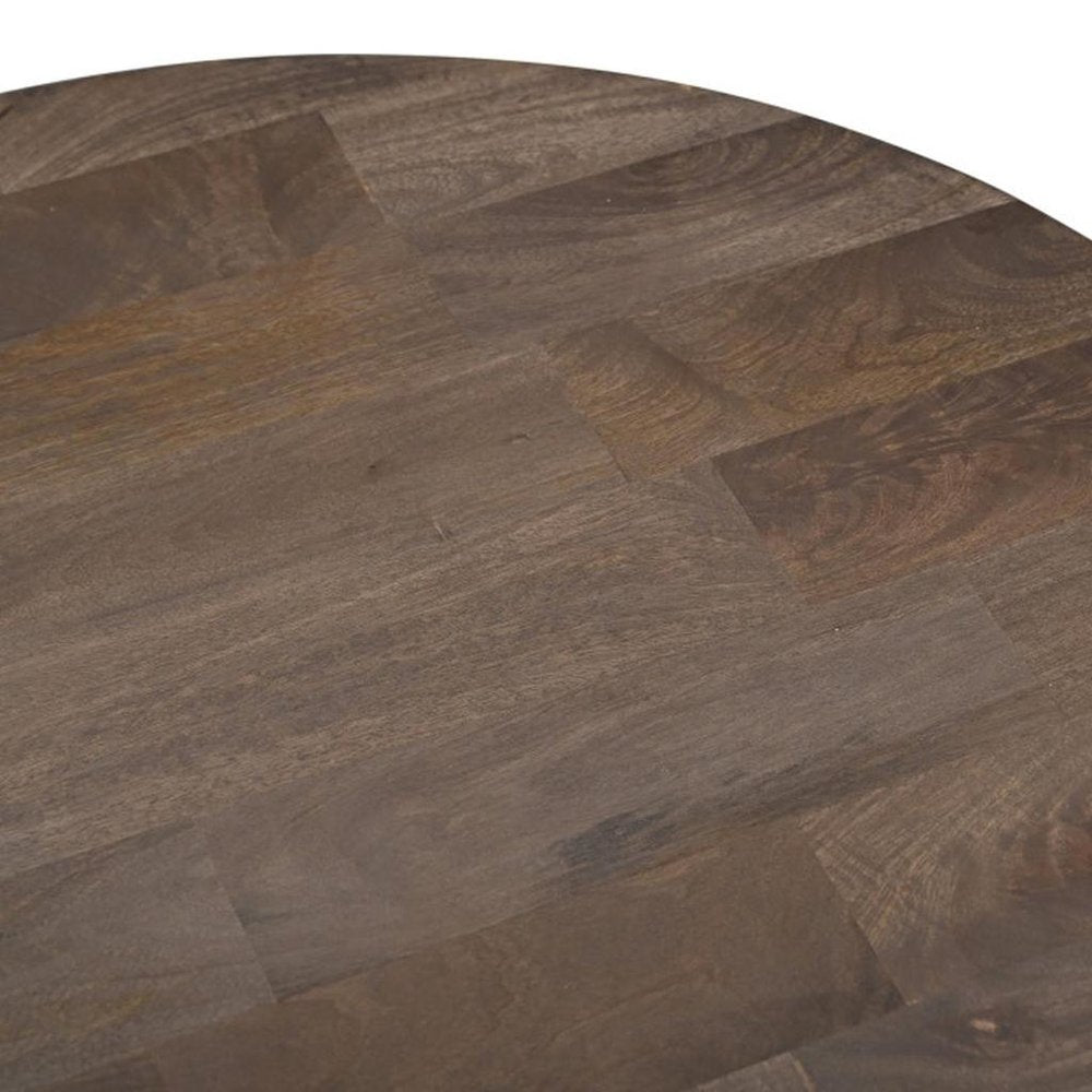 36" Brown Solid Wood Round Cross Legs Coffee Table HomeRoots