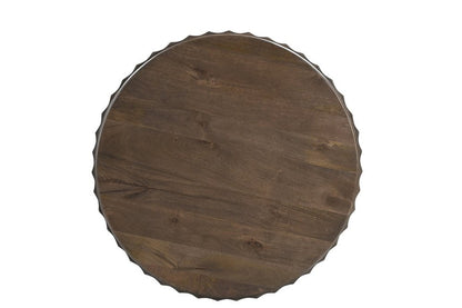 36" Brown Solid Wood Round Drum Coffee Table HomeRoots