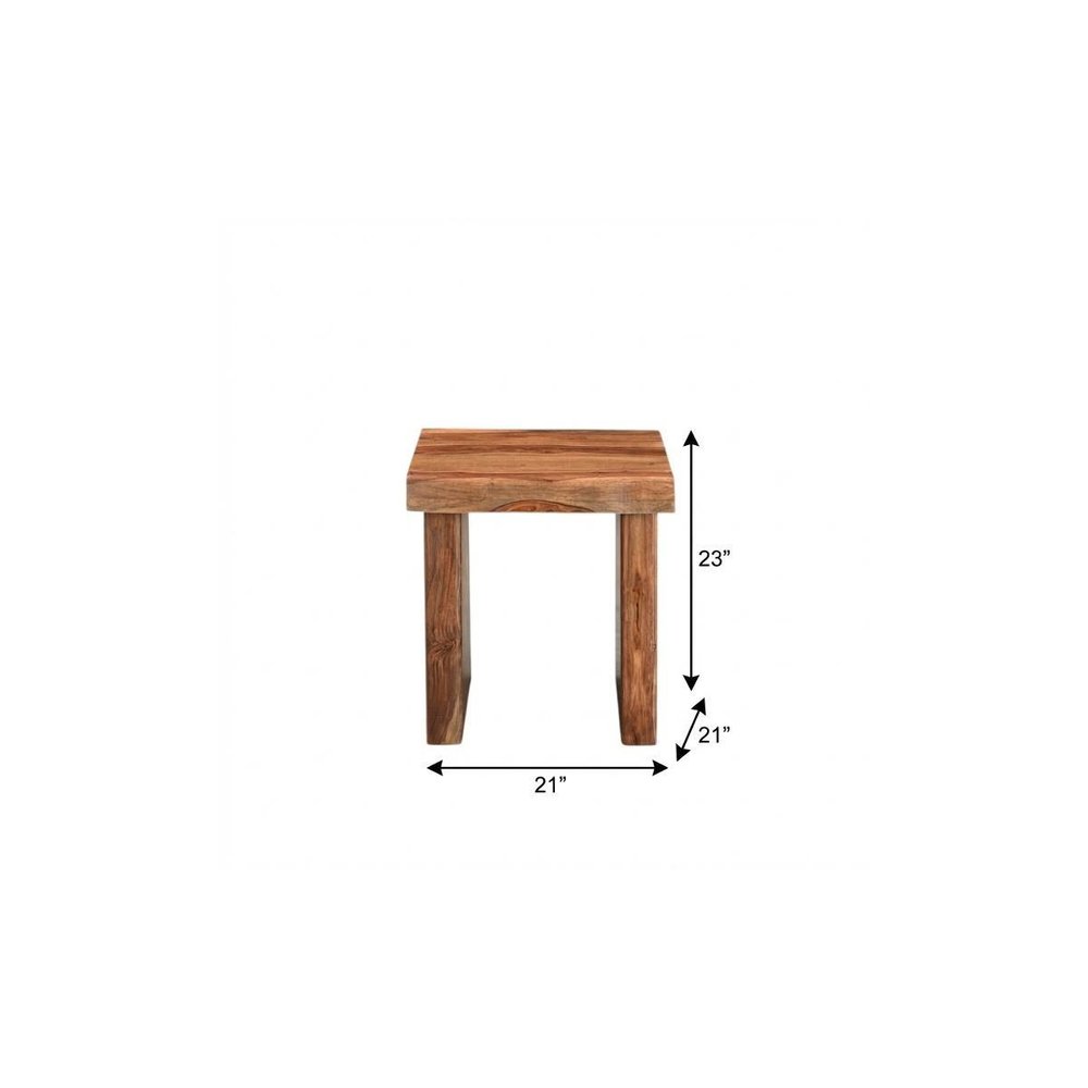 23" Brown Solid Wood Square Live Edge End Table HomeRoots