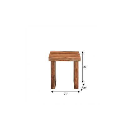23" Brown Solid Wood Square Live Edge End Table HomeRoots