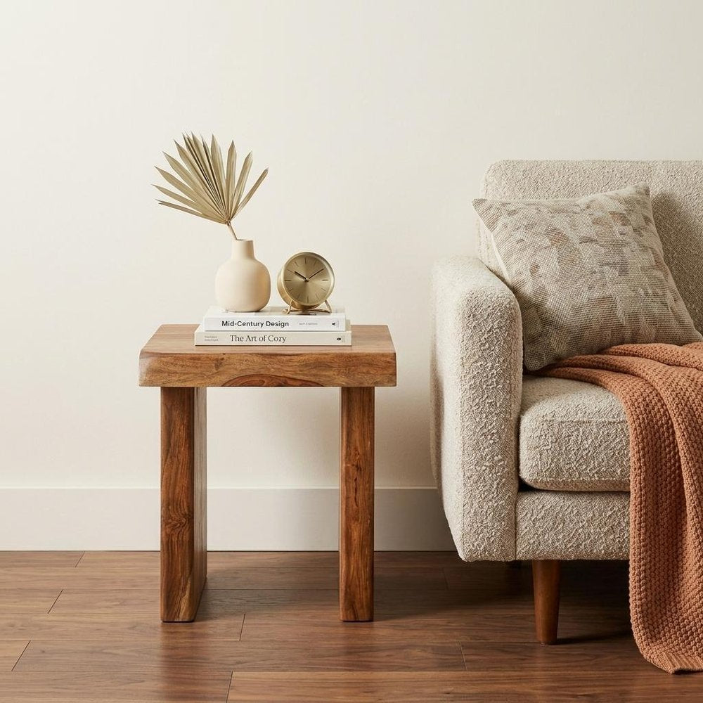 23" Brown Solid Wood Square Live Edge End Table HomeRoots