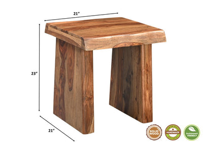 23" Brown Solid Wood Square Live Edge End Table HomeRoots