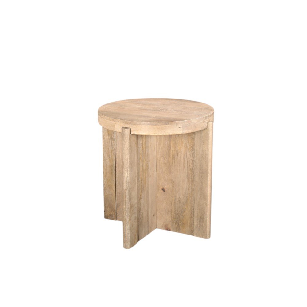 24" Natural Solid Wood Round Cross Leg End Table HomeRoots